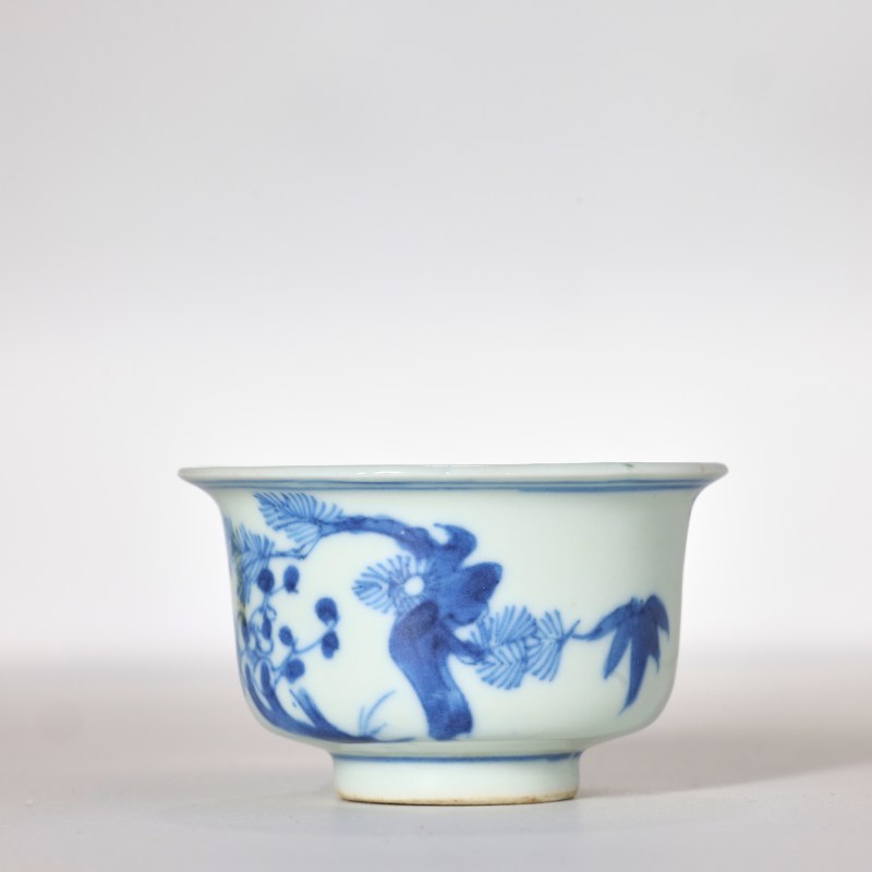 清晚期 青花岁寒三友纹杯 - 图4