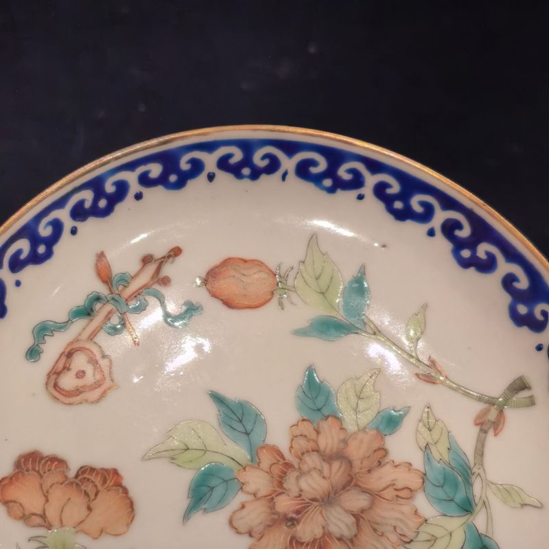清晚期 粉彩如意花卉纹盘 - 图4