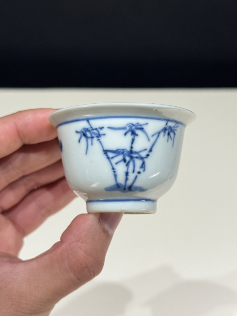 清中晚期 青花松竹梅折沿杯一对 - 图11