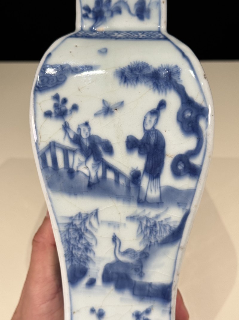 清康熙 青花山水人物故事图方瓶 - 图8