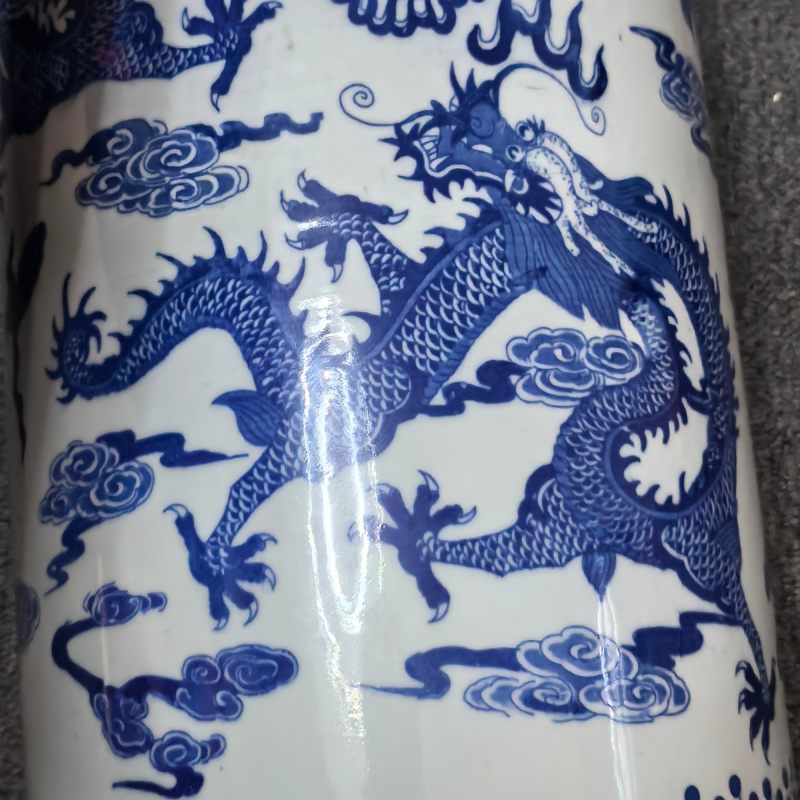 近代 青花云龙纹筒瓶 - 图8