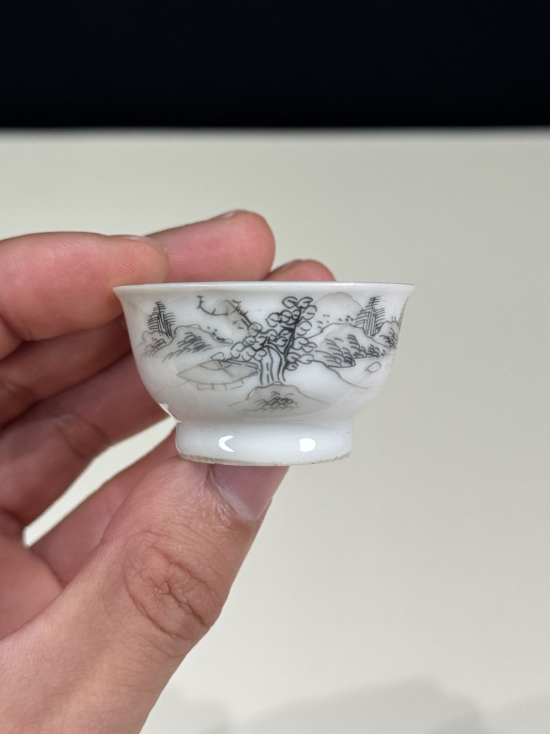 清雍正 墨彩山水小杯 - 图5