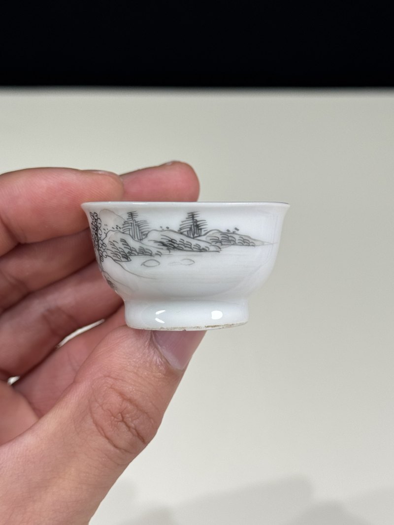 清雍正 墨彩山水小杯 - 图6
