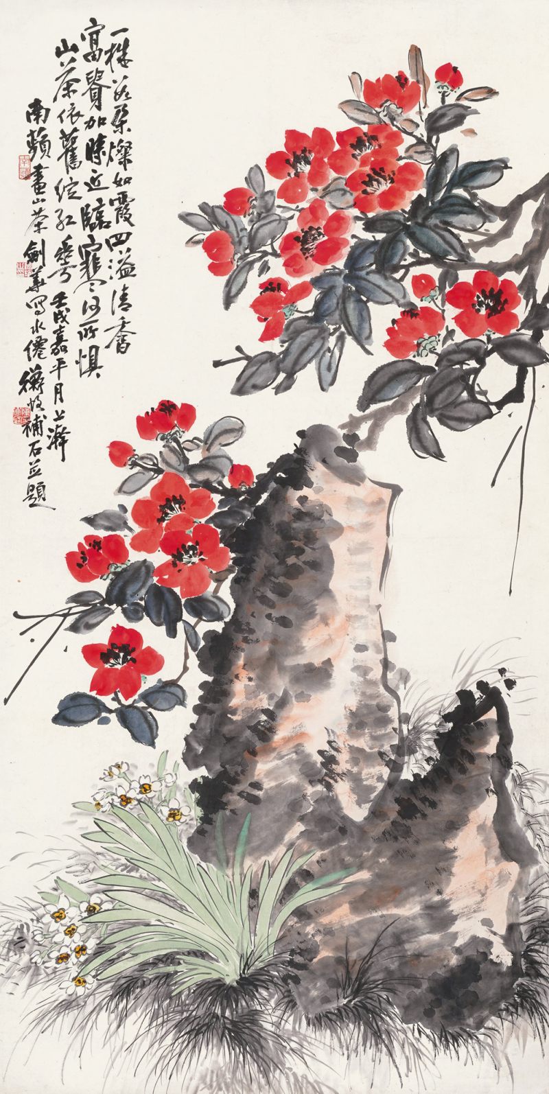 近现代 俞剑华 南蘋 陈师曾 山茶水仙图
