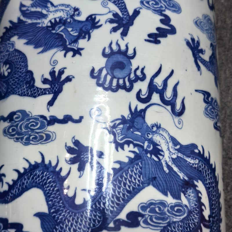 近代 青花云龙纹筒瓶 - 图10
