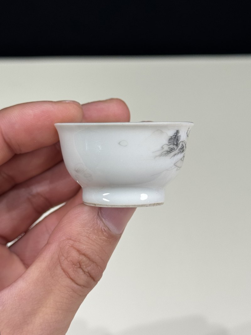 清雍正 墨彩山水小杯 - 图7