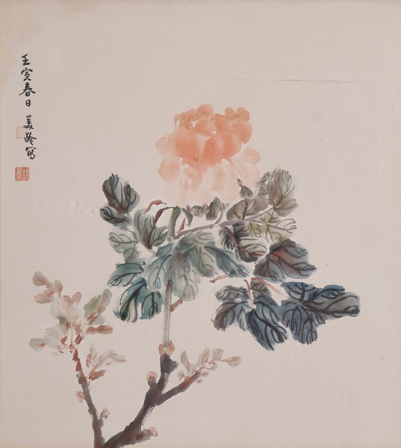宋美齡 牡丹 設色紙本 鏡框 一九六二年作 | SONG MEILING (1898-2003) - 图1