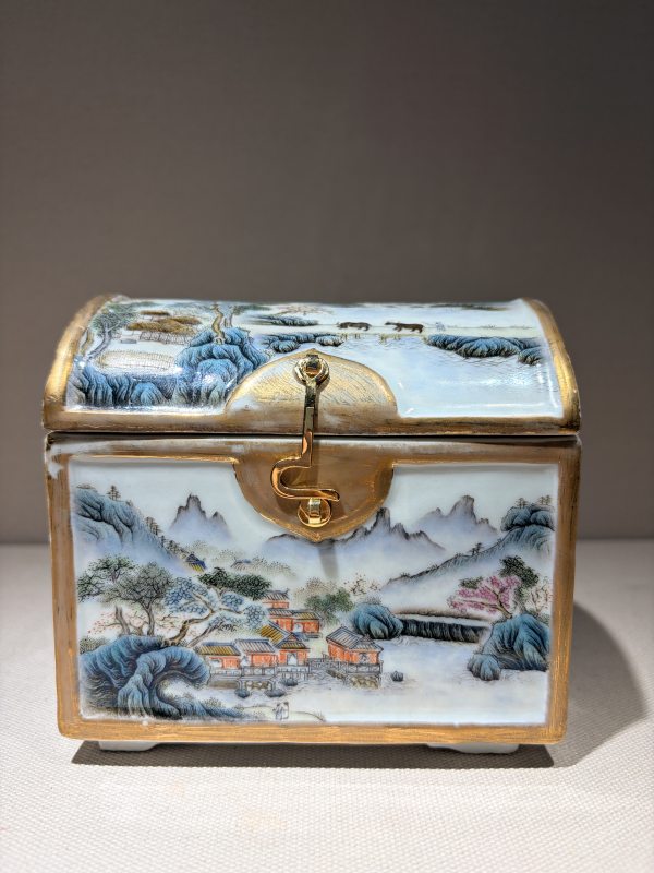 粉彩山水图首饰盒 - 图8
