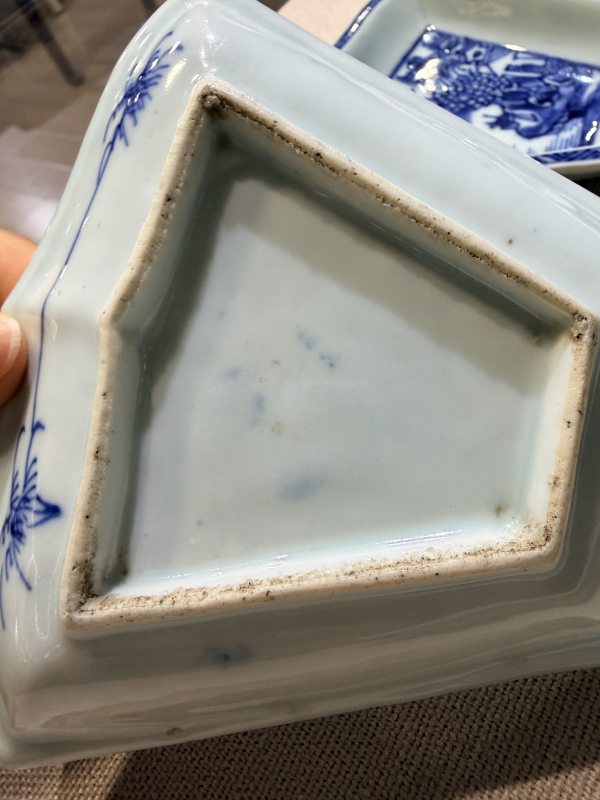 清乾隆 青花山水攒盘一套 - 图5