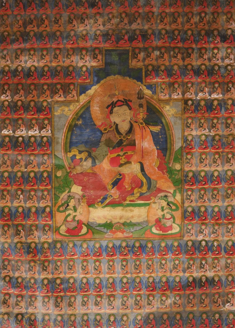 十八/十九世紀 蓮花生大師唐卡 | A THANGKA OF PADMASAMBHAVA - 图6