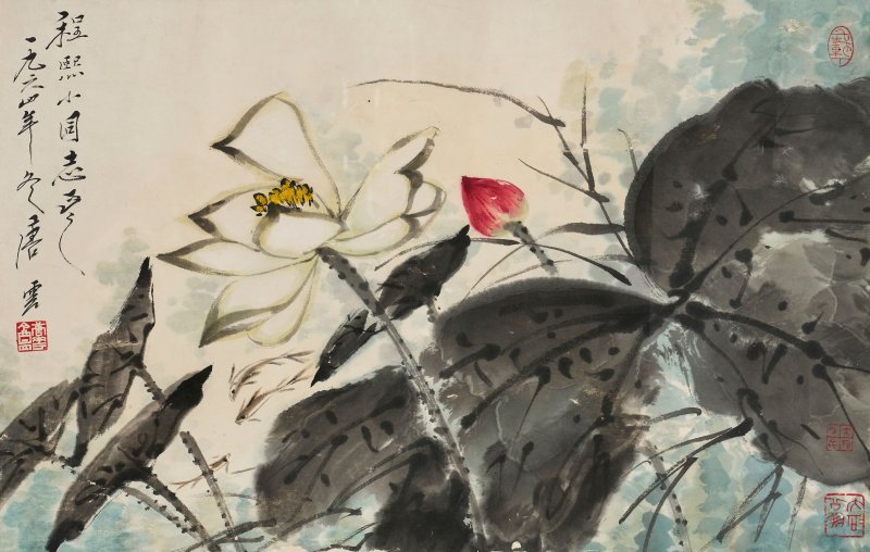 唐雲 荷花 設色紙本 鏡心 一九六四年作 | TANG YUN (1910-1993) - 图1