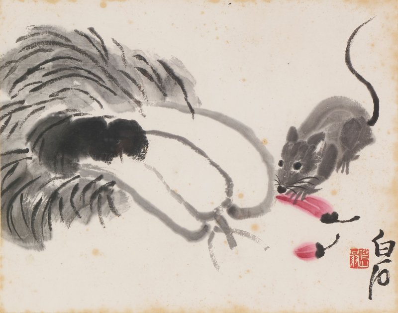 齊白石 鼠 設色紙本 鏡心 | QI BAISHI (1864-1957) - 图1