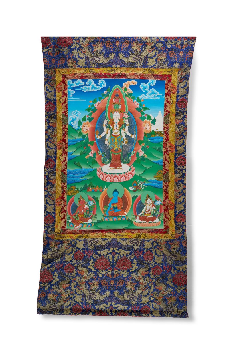 二十世紀下半葉 十一面觀世音菩薩唐卡 | A THANGKA OF ELEVEN-HEADED AVALOKITESHVARA