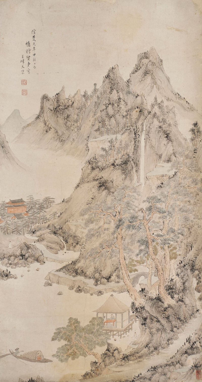 （傳）文伯仁 山水 設色紙本 立軸 一五六七年作 | ATTRIBUTED TO WEN BOREN (1502-1575)