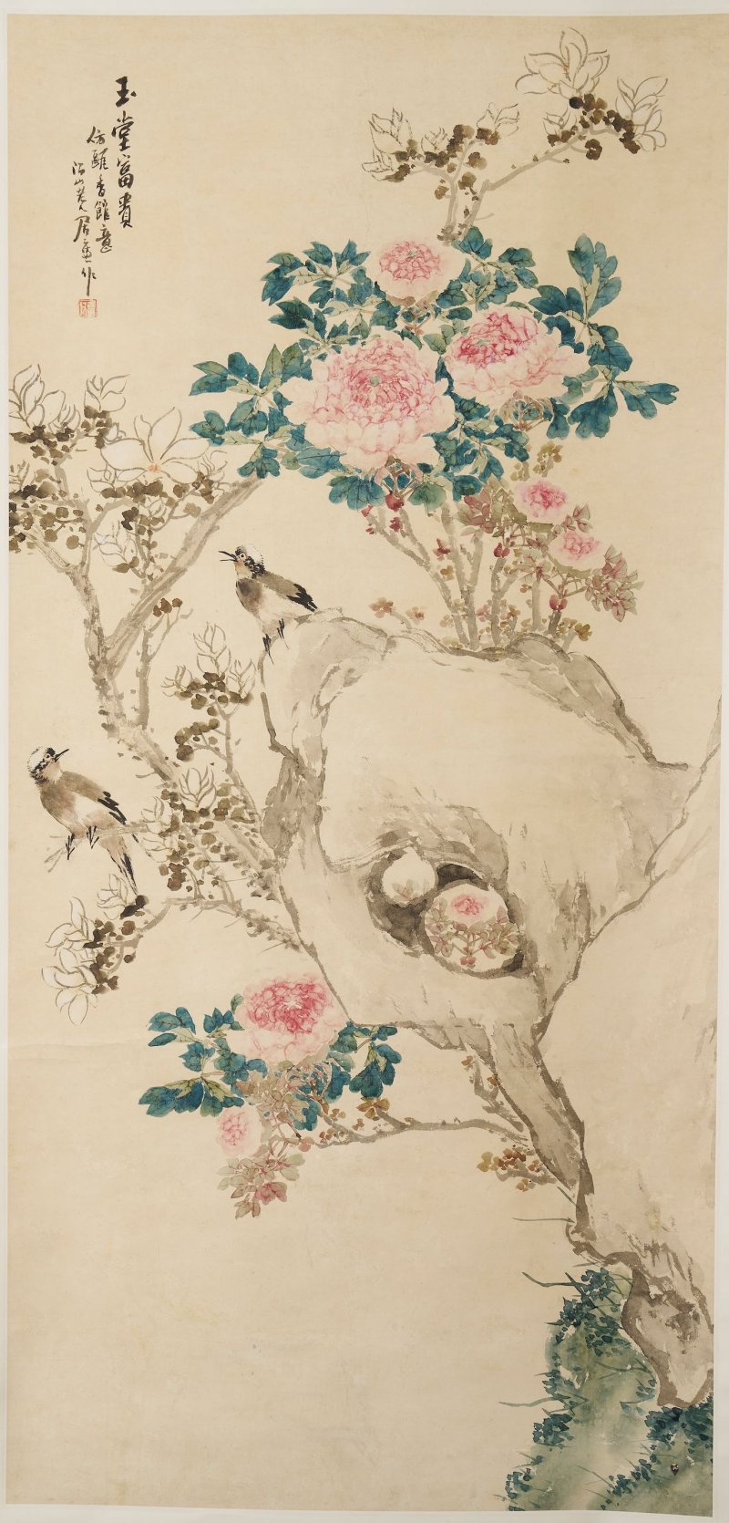 居廉 花鳥 設色紙本 立軸 | JU LIAN (1828-1904) - 图1