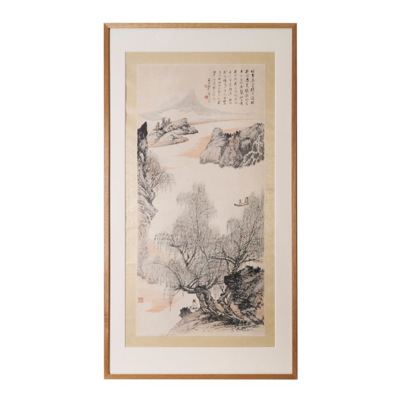 鄭午昌 春飲迎棹 設色紙本 鏡框 | ZHENG WUCHANG (1894-1952) - 图1