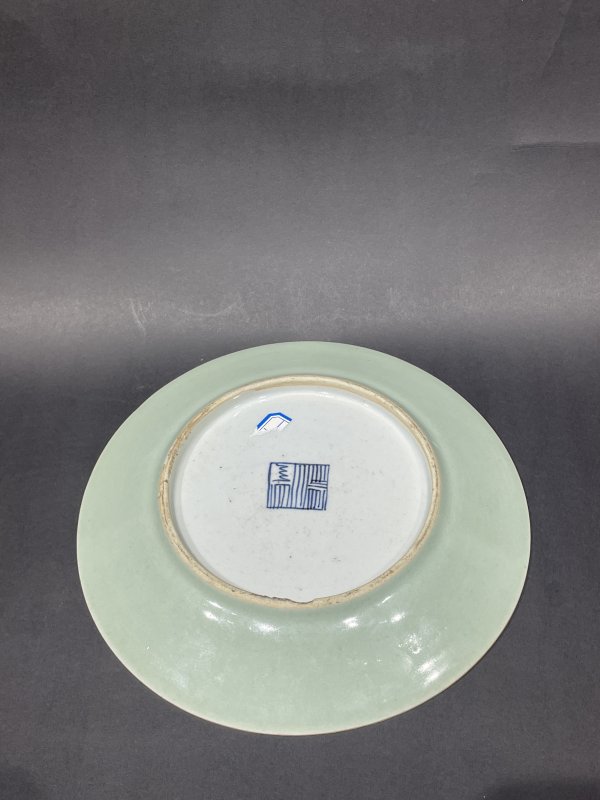 清中期 豆青釉粉彩花鸟纹盘 - 图5