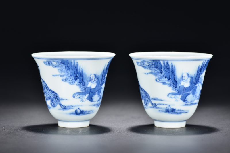 清 青花人物故事图杯（2件） - 图1