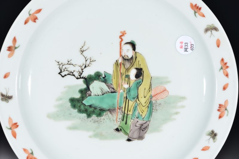清 五彩高仕图盘 - 图2