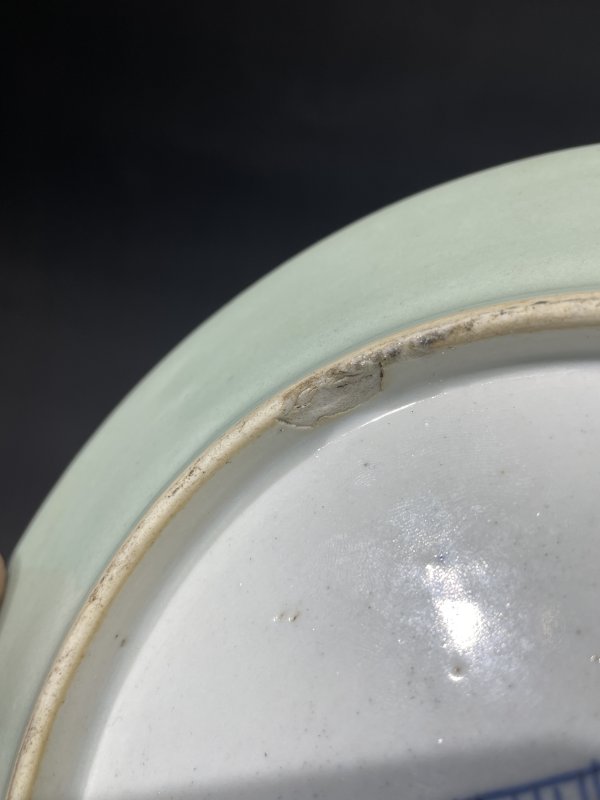 清中期 豆青釉粉彩花鸟纹盘 - 图7