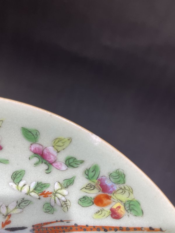 清中期 豆青釉粉彩花鸟纹盘 - 图9