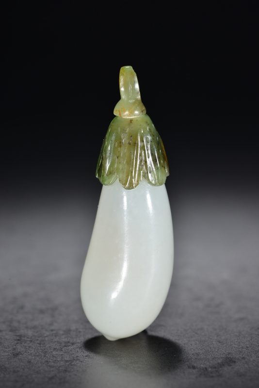 清 白玉茄形烟壶 - 图2