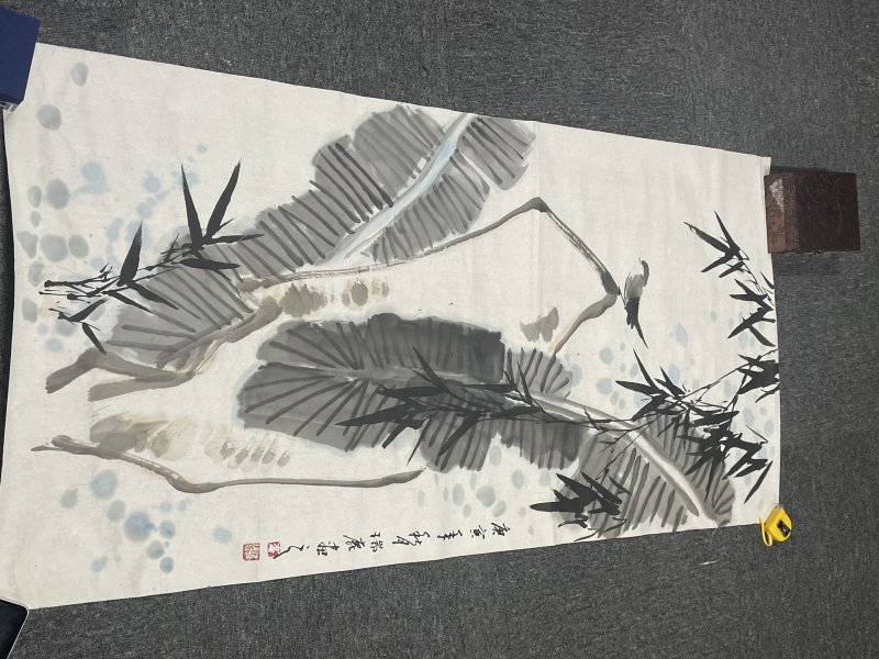 近代 写意蕉阴竹韵 - 图1