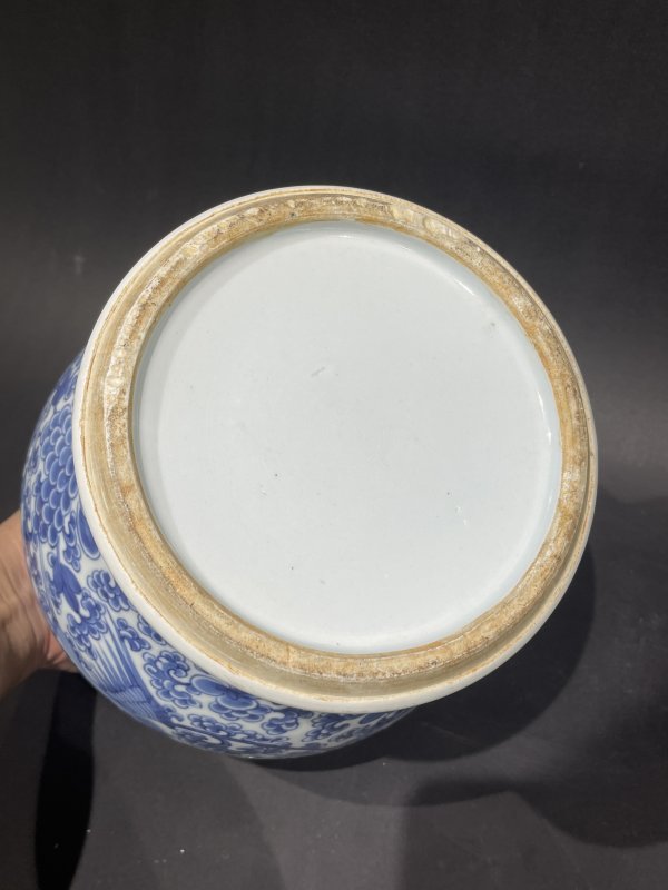 青花凤穿花将军罐 - 图8