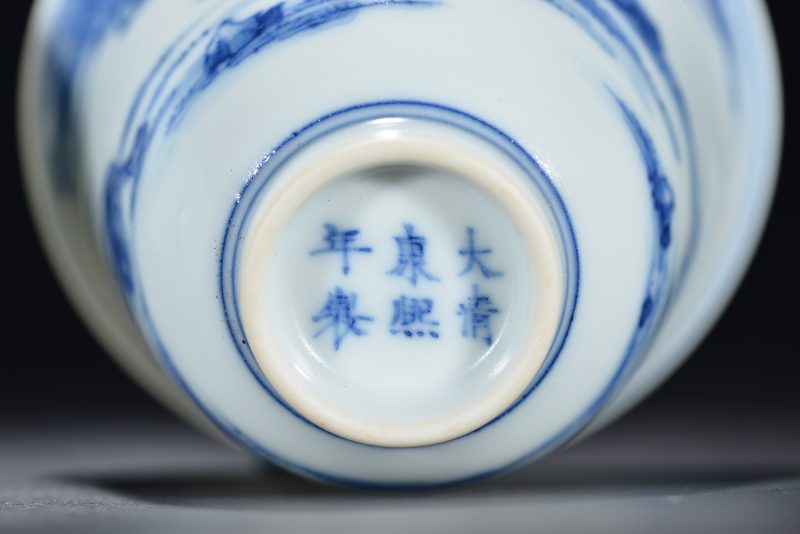 清 青花人物故事图杯（2件） - 图8