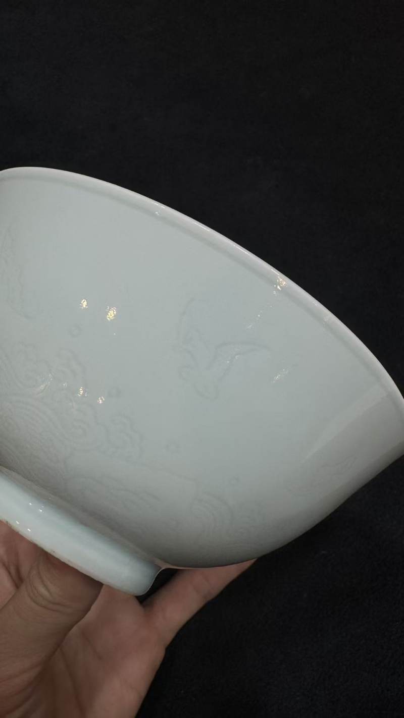清雍正 粉青釉暗刻「福山寿海」「洪福齐天」碗一对 - 图14