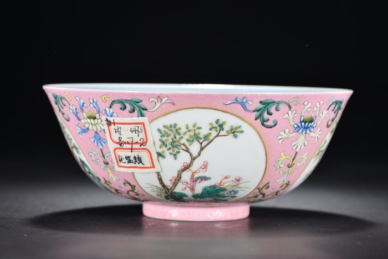 清道光 内青花外粉彩花卉纹碗 - 图3