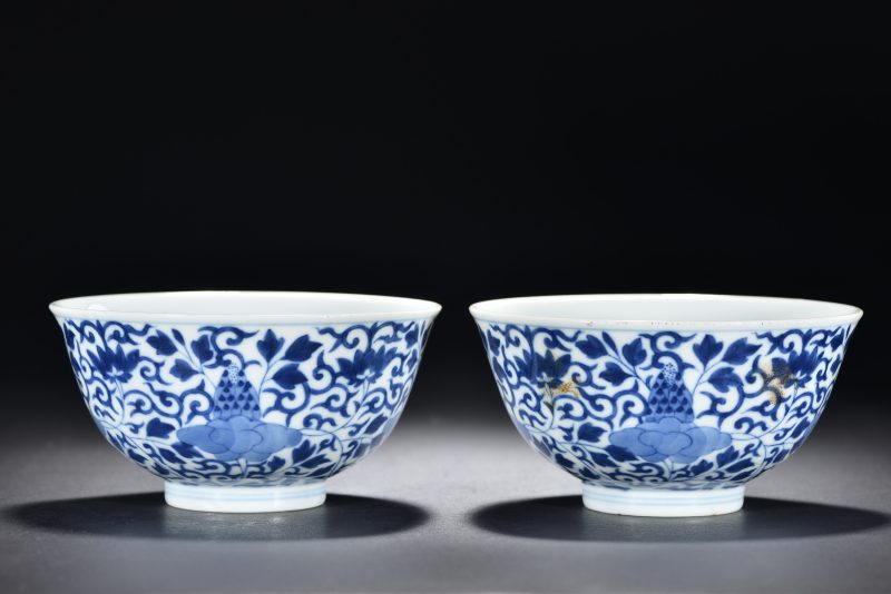 清 青花缠枝莲纹碗（2件） - 图2