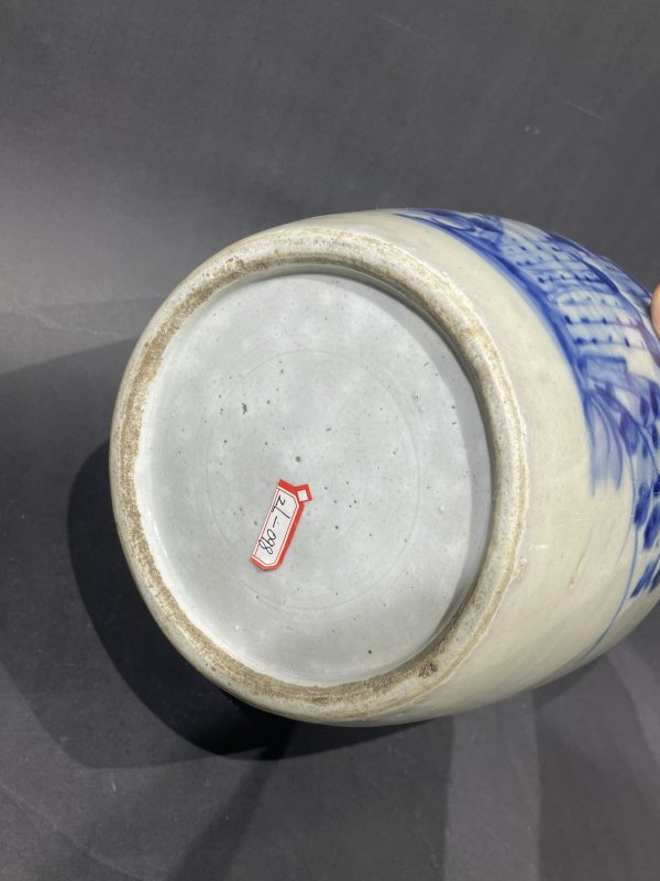 清 青花荷花纹冬瓜罐 - 图6