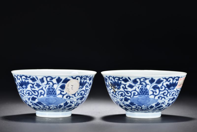 清 青花缠枝莲纹碗（2件） - 图3