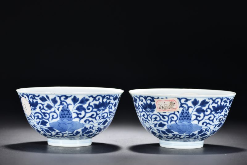 清 青花缠枝莲纹碗（2件） - 图4