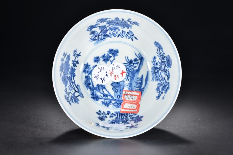 清道光 内青花外粉彩花卉纹碗 - 图6