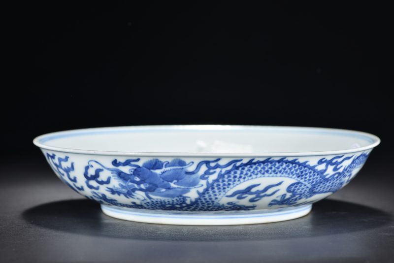 清同治 青花云龙纹盘 - 图7
