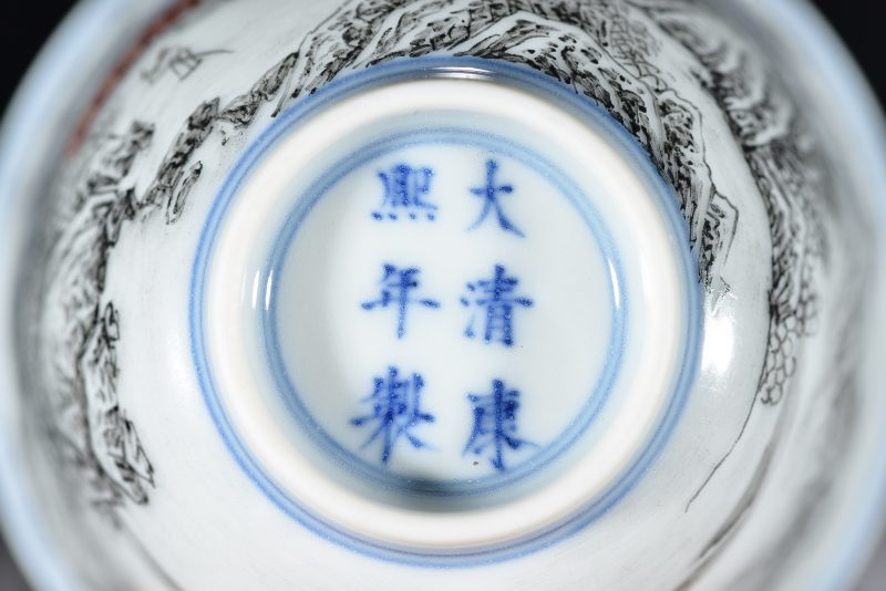 清 墨彩山水人物小杯（2件） - 图10