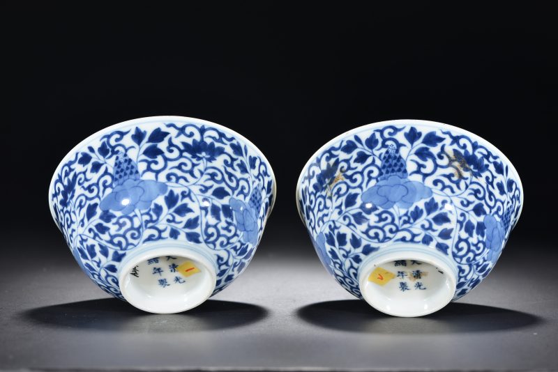 清 青花缠枝莲纹碗（2件） - 图6