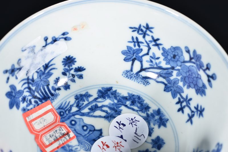 清道光 内青花外粉彩花卉纹碗 - 图9