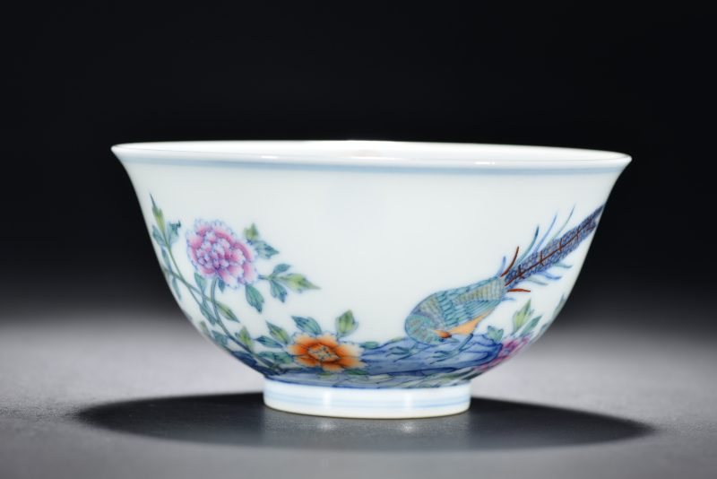 清 斗彩花鸟纹碗 - 图1