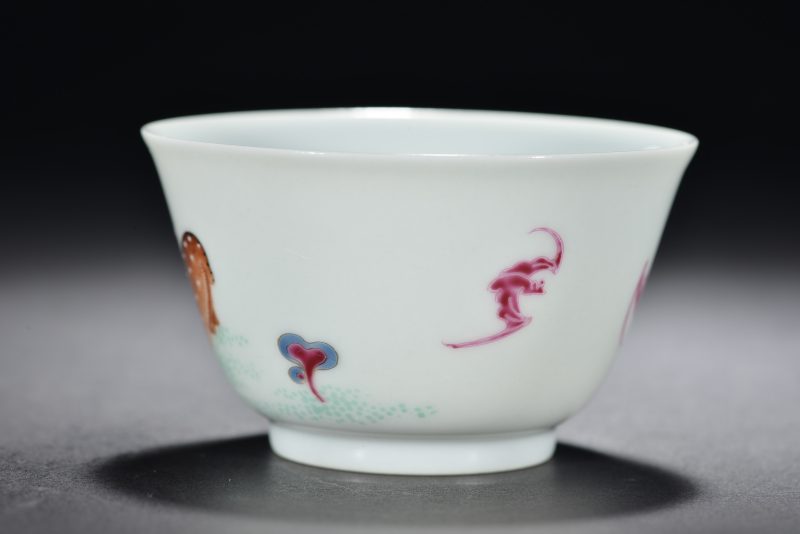 清 粉彩鹿纹茶圆 - 图2