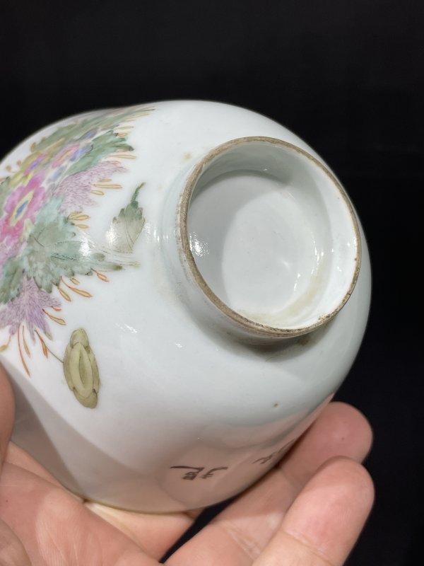 民国 粉彩芭彼花盖碗 - 图31