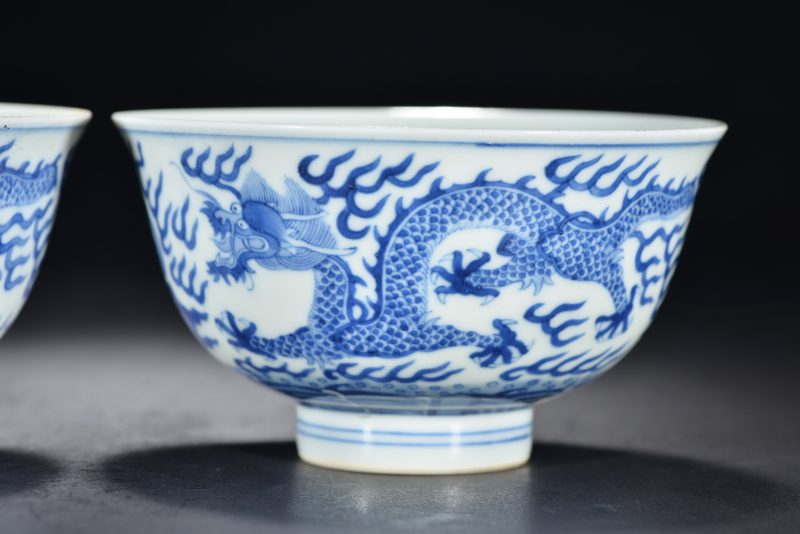 清光绪 青花云龙纹碗（2件） - 图4