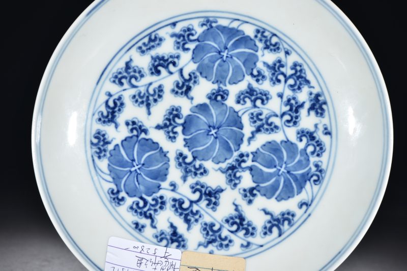 清光绪 青花花卉纹盘 - 图2