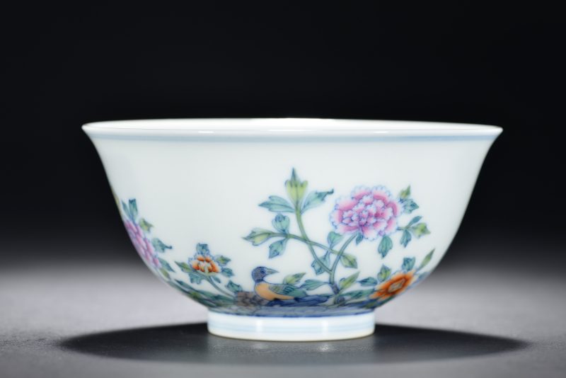清 斗彩花鸟纹碗 - 图4
