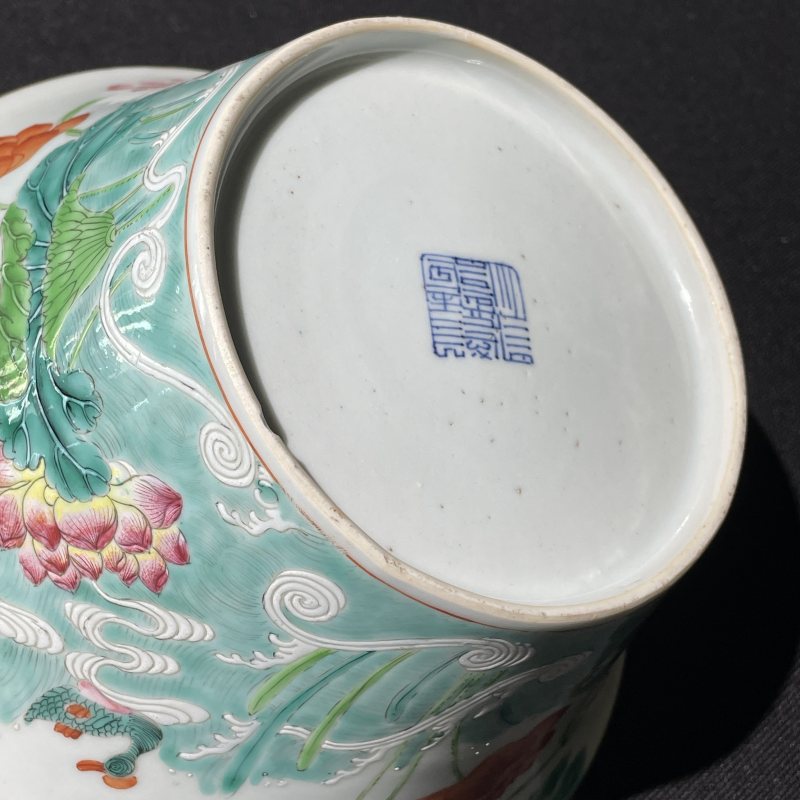 清嘉庆粉彩荷塘秋声马蹄碗-多宝古瓷宝典