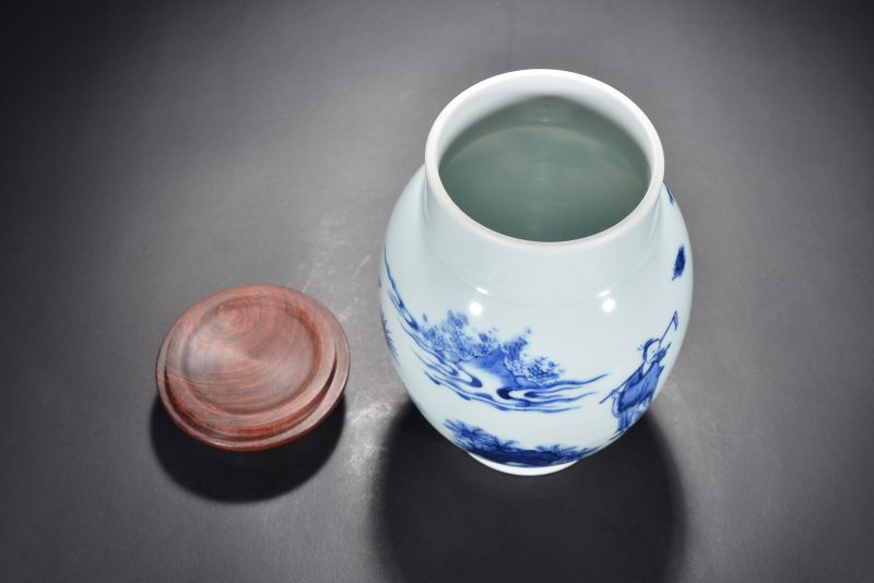 明 青花人物故事图莲子罐 - 图7