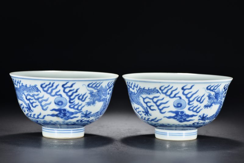 清光绪 青花云龙纹碗（2件） - 图7