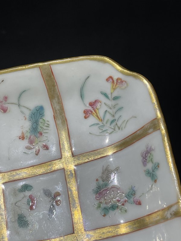 晚清 粉彩 花卉纹供盘 - 图2